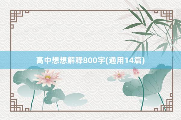 高中想想解释800字(通用14篇)
