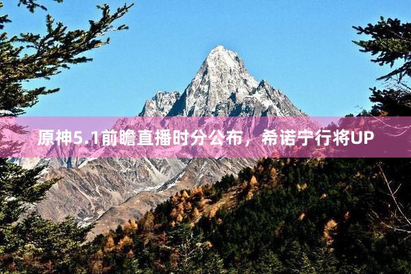 原神5.1前瞻直播时分公布,希诺宁行将UP