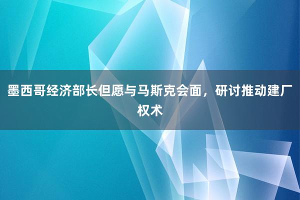 墨西哥经济部长但愿与马斯克会面,研讨推动建厂权术