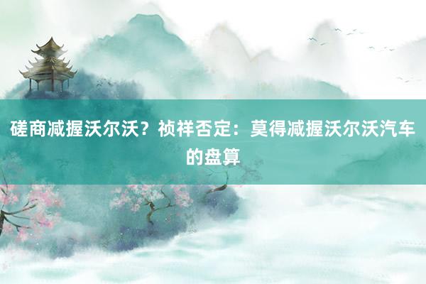 磋商减握沃尔沃?祯祥否定:莫得减握沃尔沃汽车的盘算