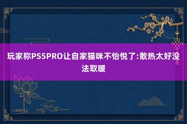 玩家称PS5PRO让自家猫咪不怡悦了:散热太好没法取暖