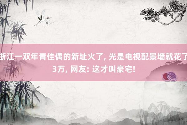 浙江一双年青佳偶的新址火了, 光是电视配景墙就花了3万, 网友: 这才叫豪宅!